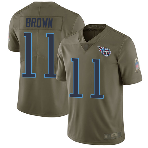 Tennessee Titans Limited Olive Men A.J. Brown Jersey NFL Football #11 2017 Salute to Service